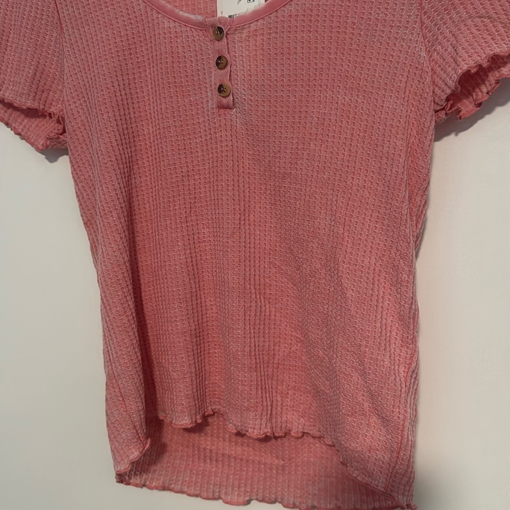 Pink Knit Short Sleeve Top